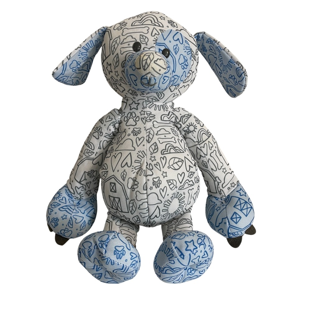 Demdaco Color me Plush  Doll Stuff Dog Color w/‎ Washable Markers